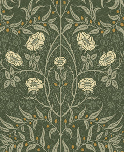 Stenciled Floral Evergreen by Seabrook Wallpaper