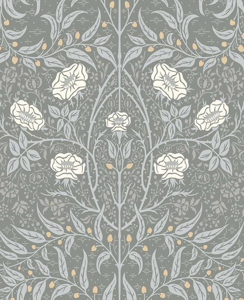 Stenciled Floral Alloy Grey by Seabrook Wallpaper NextWall Peel & Stick United States 30.75 25.2" 20.5" - Fabric Carolina -