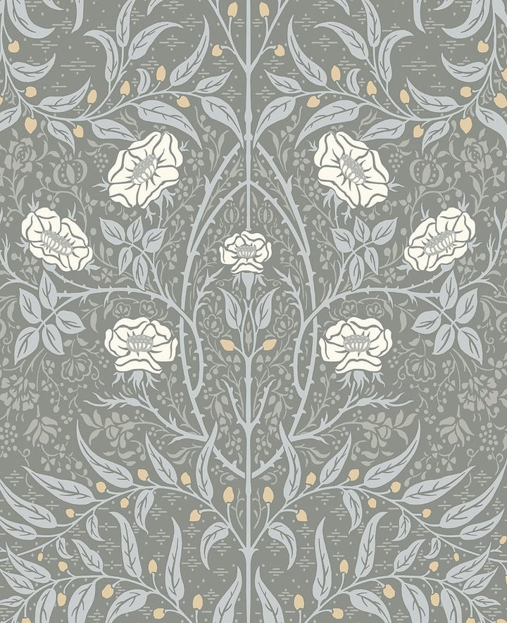 Stenciled Floral Alloy Grey by Seabrook Wallpaper NextWall Peel & Stick United States 30.75 25.2" 20.5" - Fabric Carolina -