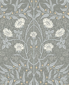 Stenciled Floral Alloy Grey by Seabrook Wallpaper