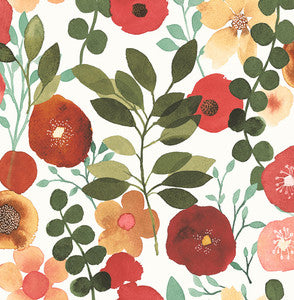 Garden Dance Ruby & Hunter Green by Seabrook Wallpaper