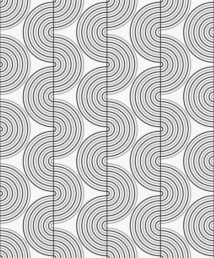 Zen Geo Onyx & Metallic Silver by Seabrook Wallpaper NextWall Peel & Stick United States 31.35 6.3" 20.9" - Fabric Carolina -