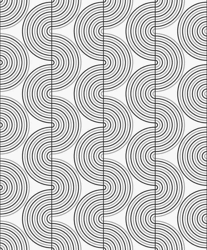 Zen Geo Onyx & Metallic Silver by Seabrook Wallpaper NextWall Peel & Stick United States 31.35 6.3" 20.9" - Fabric Carolina -