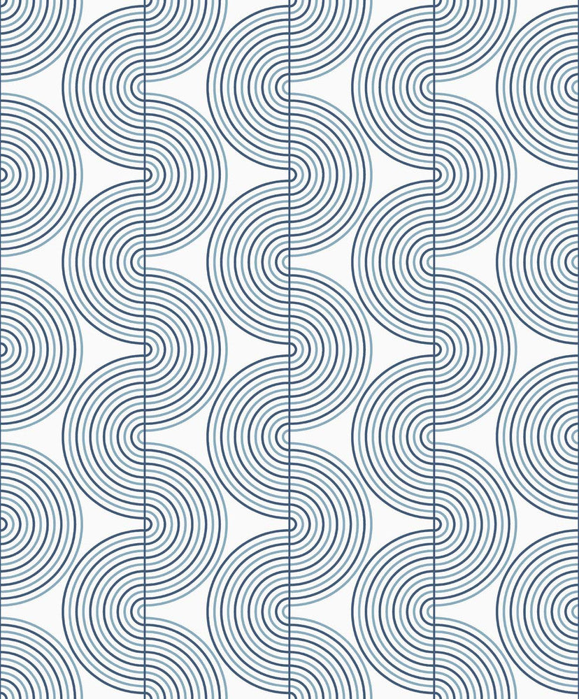 Zen Geo Prussian Blue by Seabrook Wallpaper NextWall Peel & Stick United States 31.35 6.3" 20.9" - Fabric Carolina -