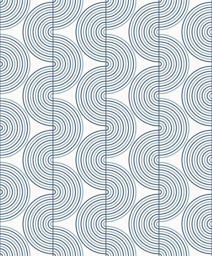 Zen Geo Prussian Blue by Seabrook Wallpaper NextWall Peel & Stick United States 31.35 6.3" 20.9" - Fabric Carolina -