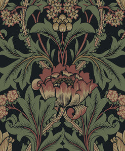 Primrose Floral Denim Blue & Auburn by Seabrook Wallpaper