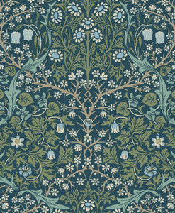 Victorian Garden Prussian Blue & Moss Green by Seabrook Wallpaper