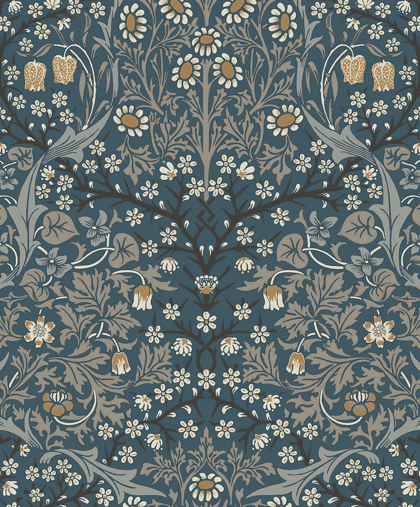 Victorian Garden Aegean Blue & Warm Stone by Seabrook Wallpaper NextWall Peel & Stick United States 31.35 25.2" 20.9" - Fabric Carolina -