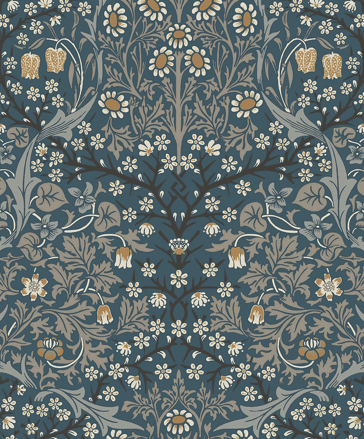 Victorian Garden Aegean Blue & Warm Stone by Seabrook Wallpaper NextWall Peel & Stick United States 31.35 25.2" 20.9" - Fabric Carolina -