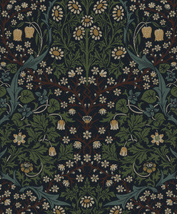Victorian Garden Midnight Blue & Evergreen by Seabrook Wallpaper