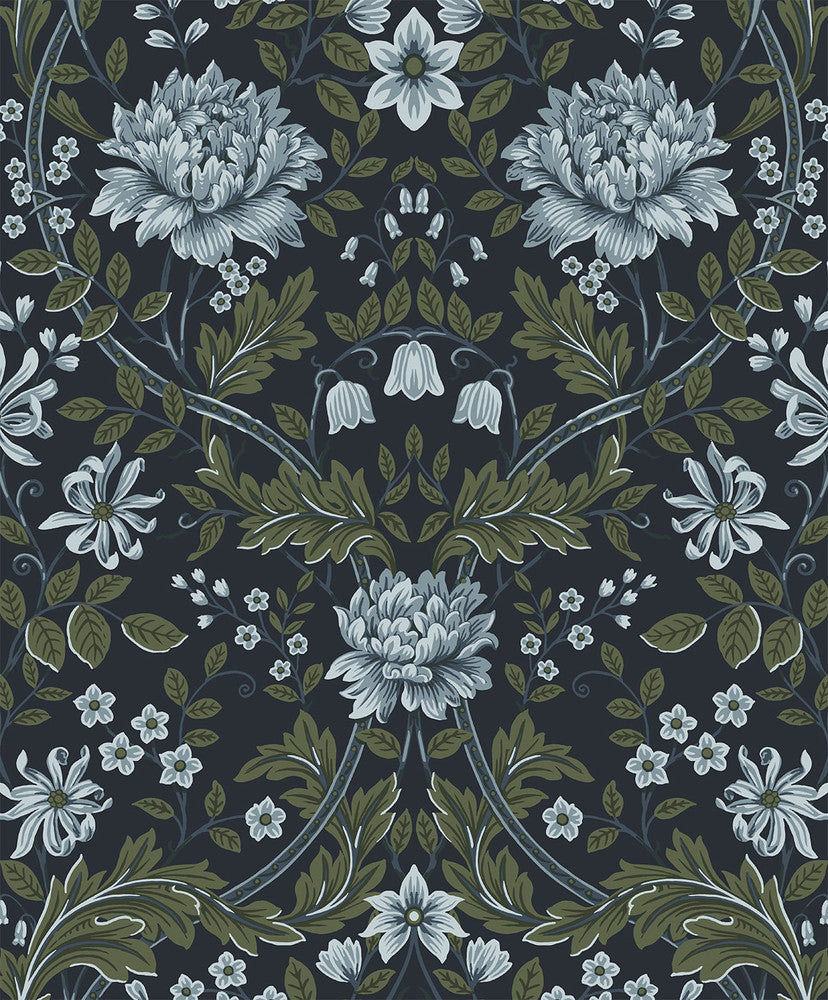 Honeysuckle Trail Blue & Sage by Seabrook Wallpaper NextWall Peel & Stick Netherlands 31.35 25.2" 20.9" - Fabric Carolina -