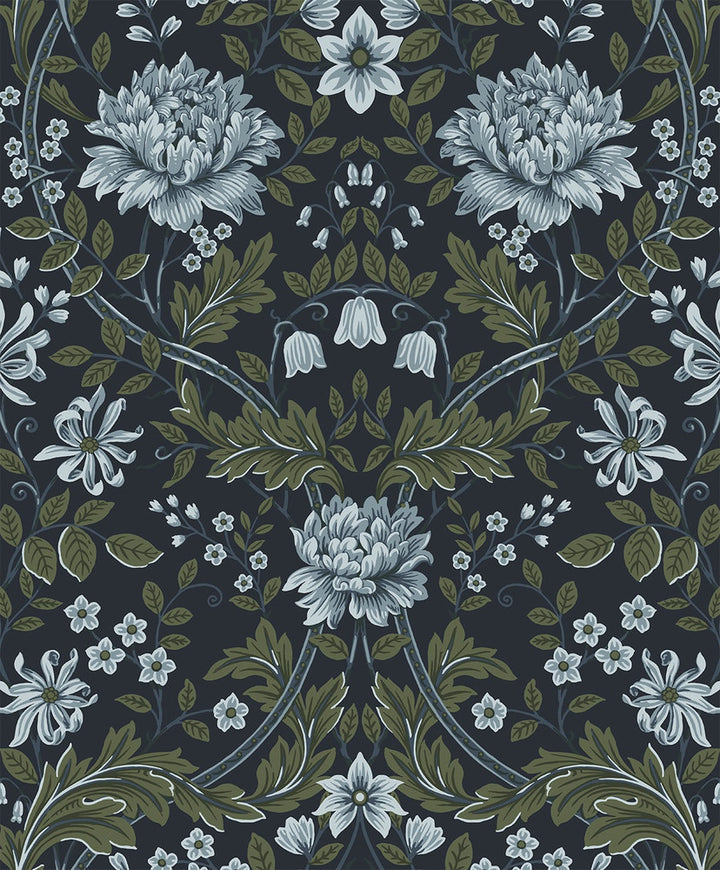 Honeysuckle Trail Blue & Sage by Seabrook Wallpaper NextWall Peel & Stick Netherlands 31.35 25.2" 20.9" - Fabric Carolina -
