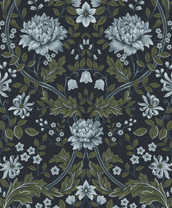 Honeysuckle Trail Blue & Sage by Seabrook Wallpaper