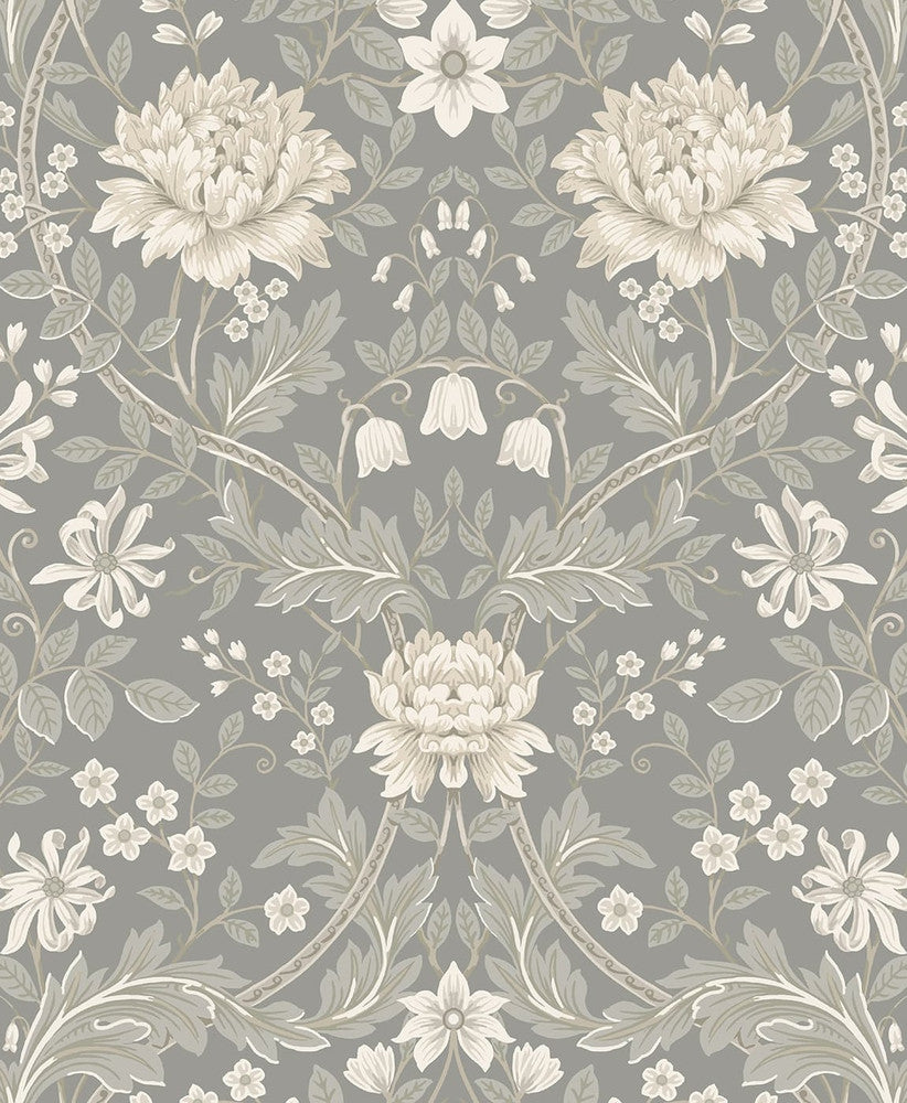 Honeysuckle Trail Daydream Grey by Seabrook Wallpaper NextWall Peel & Stick Netherlands 31.35 25.2" 20.9" - Fabric Carolina -