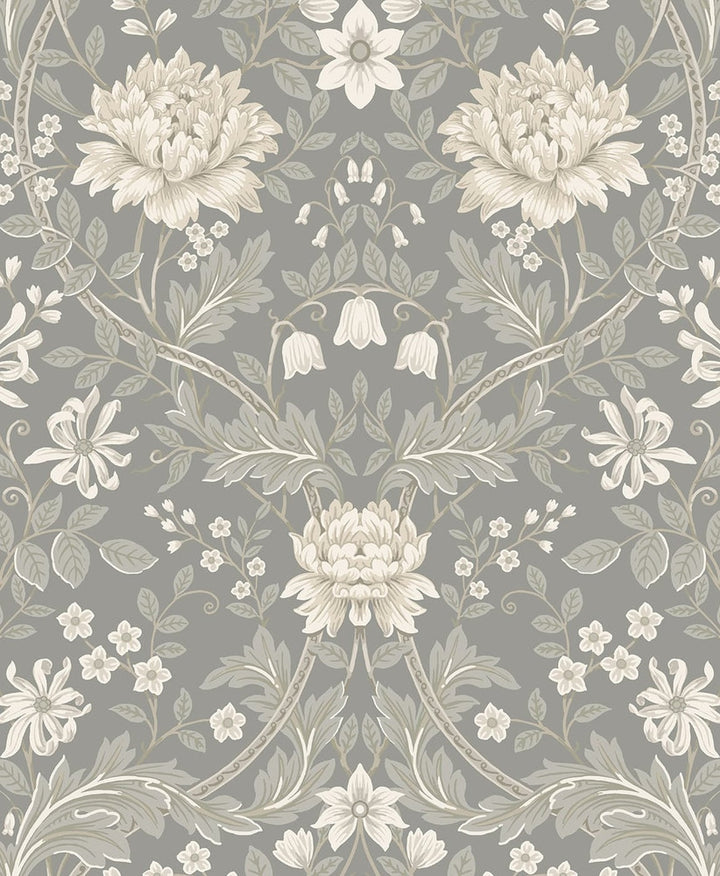 Honeysuckle Trail Daydream Grey by Seabrook Wallpaper NextWall Peel & Stick Netherlands 31.35 25.2" 20.9" - Fabric Carolina -
