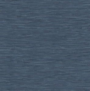 Cyrus Faux Grasscloth Naval Blue & Metallic Silver by Seabrook Wallpaper