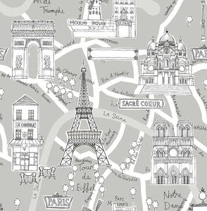 Paris Scene Argos Grey by Seabrook Wallpaper