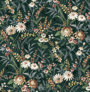 Vintage Floral Forest Green by Seabrook Wallpaper