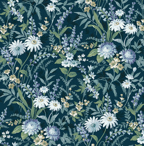 Vintage Floral Teal by Seabrook Wallpaper