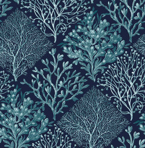 Seaweed Teal & Navy Blue by Seabrook Wallpaper