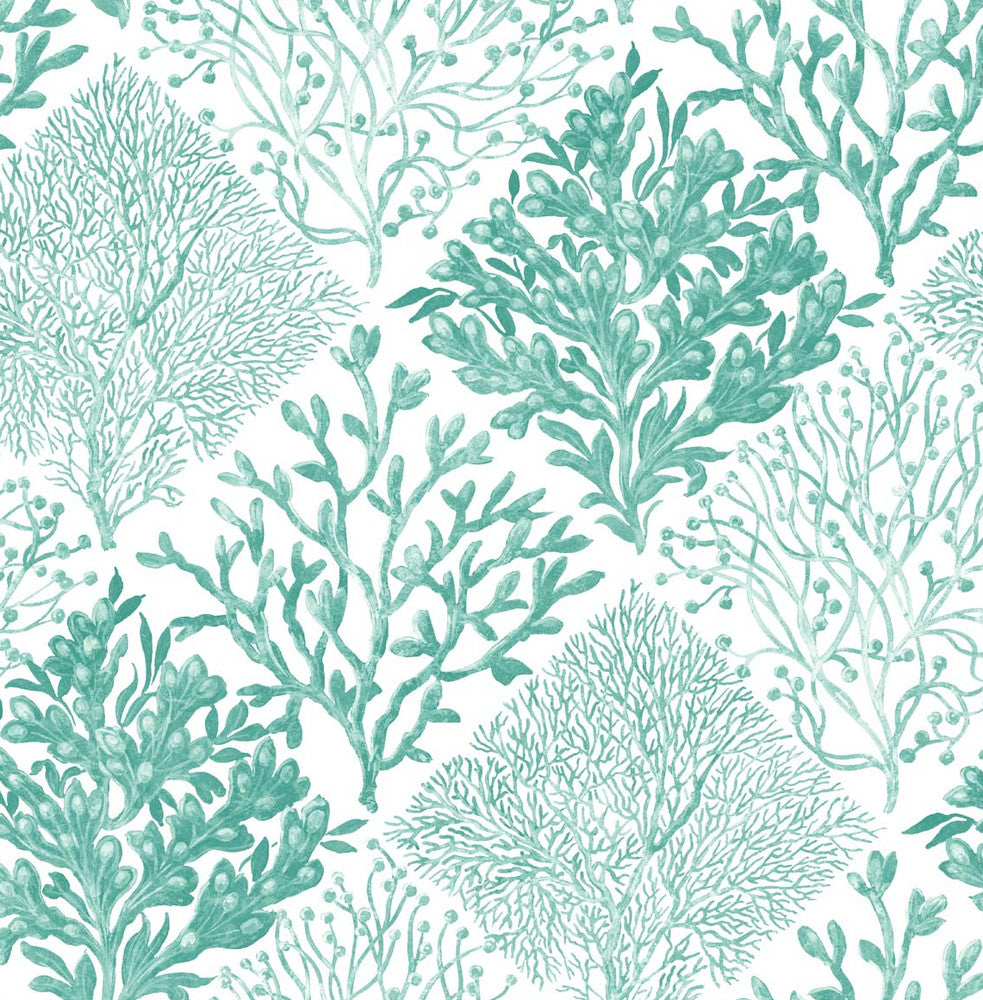Seaweed Seaglass by Seabrook Wallpaper NextWall Peel & Stick United States 30.75 20.87" 20.5" - Fabric Carolina -
