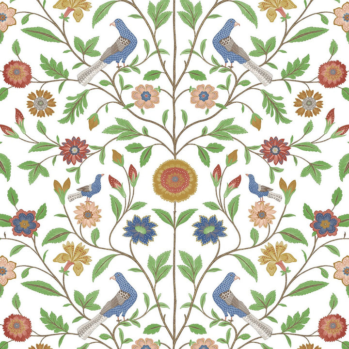Bird Toile White by Seabrook Wallpaper NextWall Peel & Stick United States 30.75 6.98" 20.5" - Fabric Carolina -