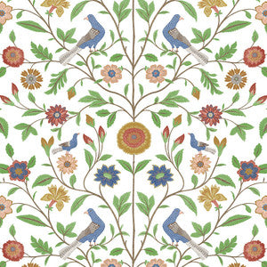 Bird Toile White by Seabrook Wallpaper