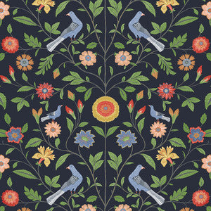 Bird Toile Midnight Blue by Seabrook Wallpaper