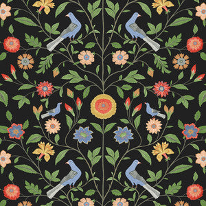 Bird Toile Onyx by Seabrook Wallpaper