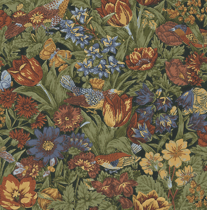 Bird Floral Russet & Riverside by Seabrook Wallpaper NextWall Peel & Stick United States 30.75 20.87" 20.5" - Fabric Carolina -