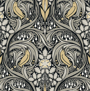 Bird Ogee Ebony & Sepia by Seabrook Wallpaper