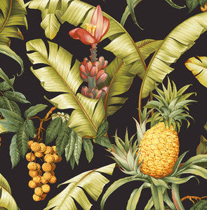Pineapple Floral Ebony by Seabrook Wallpaper