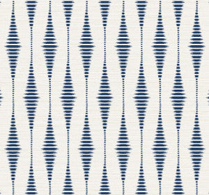 Striped Ikat Navy Blue & Linen by Seabrook Wallpaper