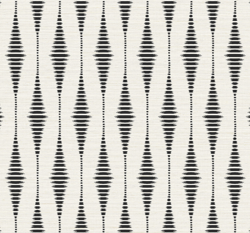 Striped Ikat Ebony & Linen by Seabrook Wallpaper NextWall Peel & Stick United States 40.5 12.6" 27" - Fabric Carolina -