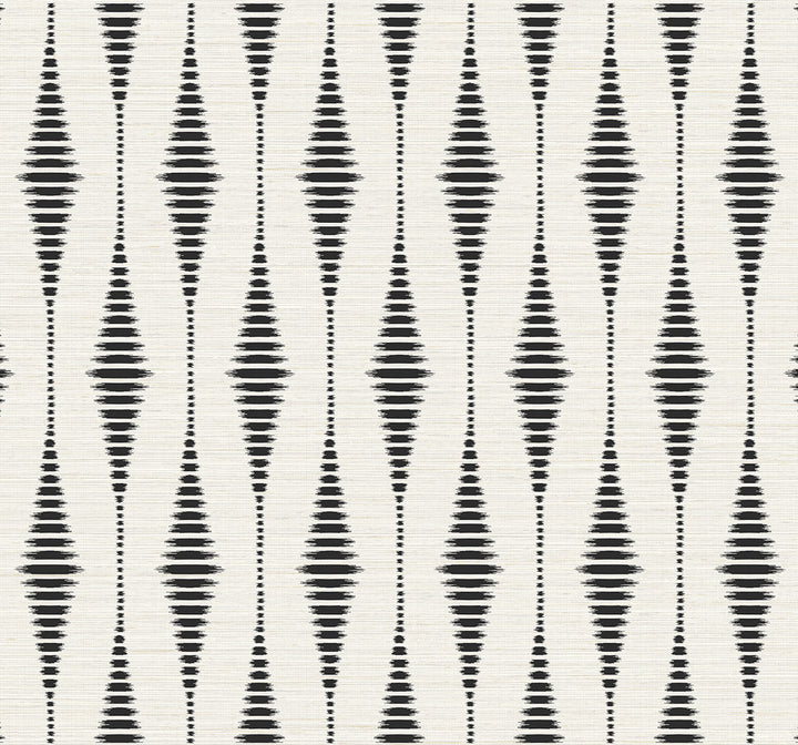 Striped Ikat Ebony & Linen by Seabrook Wallpaper NextWall Peel & Stick United States 40.5 12.6" 27" - Fabric Carolina -
