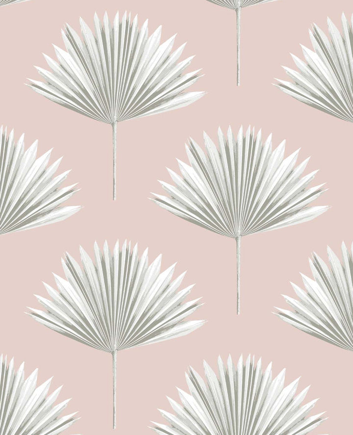 Tropical Fan Palm Pink Mist by Seabrook Wallpaper NextWall Peel & Stick United States 30.75 12.6" 20.5" - Fabric Carolina -