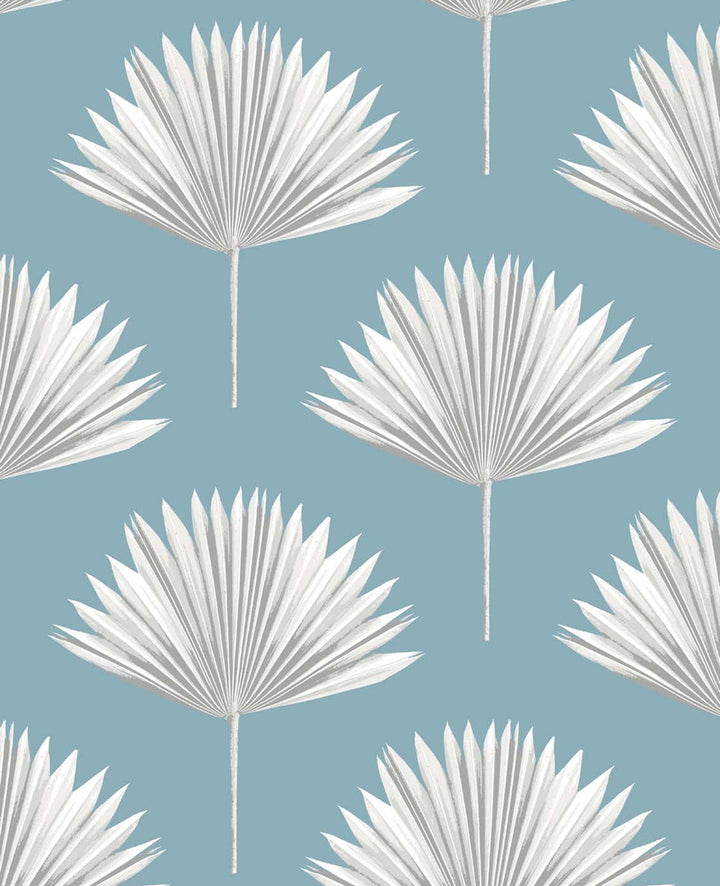 Tropical Fan Palm Blue Patina by Seabrook Wallpaper NextWall Peel & Stick United States 30.75 12.6" 20.5" - Fabric Carolina -