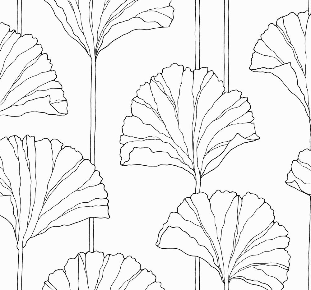 Gingko Leaf Ebony by Seabrook Wallpaper NextWall Peel & Stick United States 40.5 25.2" 27" - Fabric Carolina -