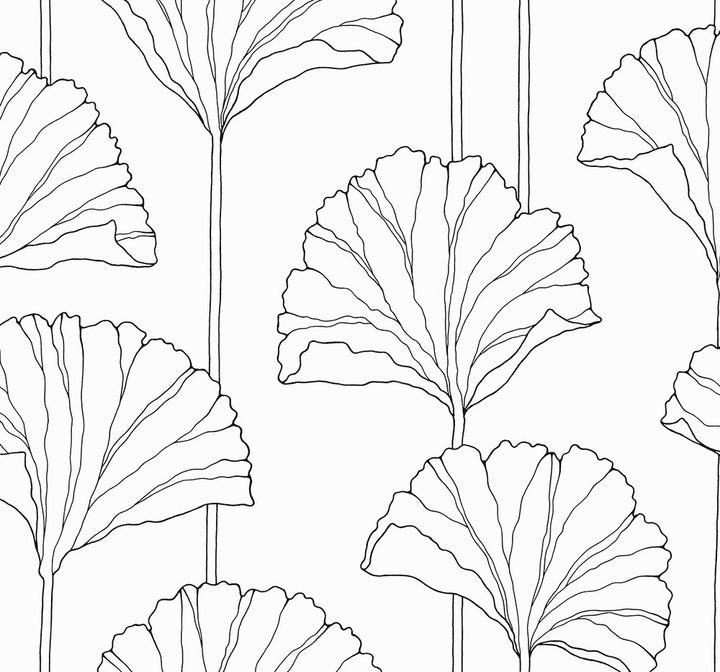 Gingko Leaf Ebony by Seabrook Wallpaper NextWall Peel & Stick United States 40.5 25.2" 27" - Fabric Carolina -