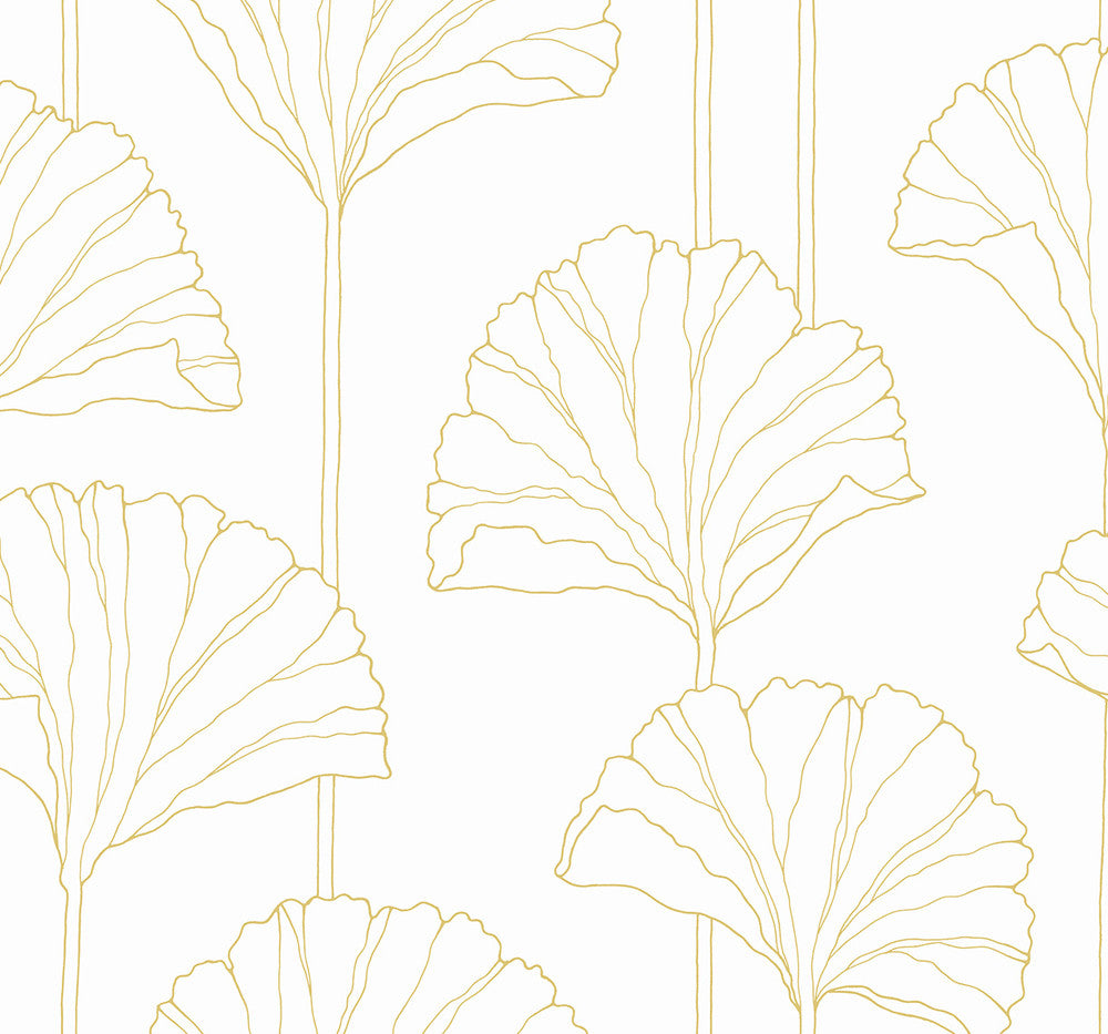 Gingko Leaf Metallic Gold by Seabrook Wallpaper NextWall Peel & Stick United States 40.5 25.2" 27" - Fabric Carolina -