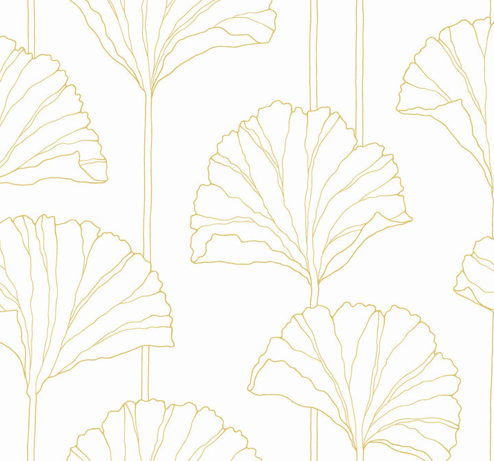 Gingko Leaf Metallic Gold by Seabrook Wallpaper NextWall Peel & Stick United States 40.5 25.2" 27" - Fabric Carolina -