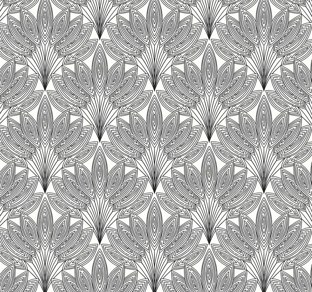 Peacock Leaves Ebony by Seabrook Wallpaper NextWall Peel & Stick United States 40.5 8.4" 27" - Fabric Carolina -