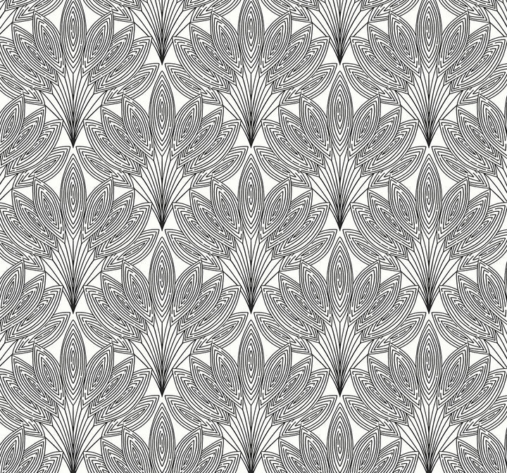 Peacock Leaves Ebony by Seabrook Wallpaper NextWall Peel & Stick United States 40.5 8.4" 27" - Fabric Carolina -