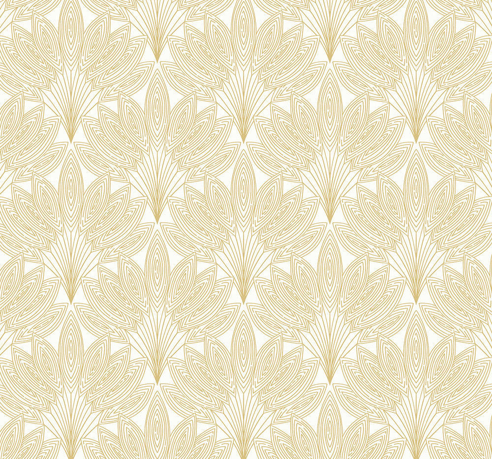 Peacock Leaves Metallic Gold by Seabrook Wallpaper NextWall Peel & Stick United States 40.5 8.4" 27" - Fabric Carolina -