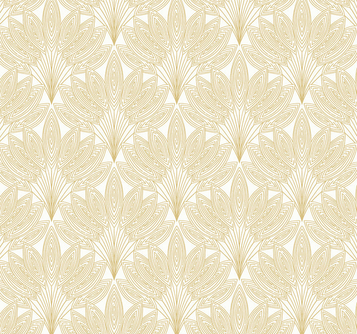 Peacock Leaves Metallic Gold by Seabrook Wallpaper NextWall Peel & Stick United States 40.5 8.4" 27" - Fabric Carolina -