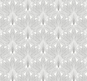 Peacock Leaves Metallic Silver by Seabrook Wallpaper