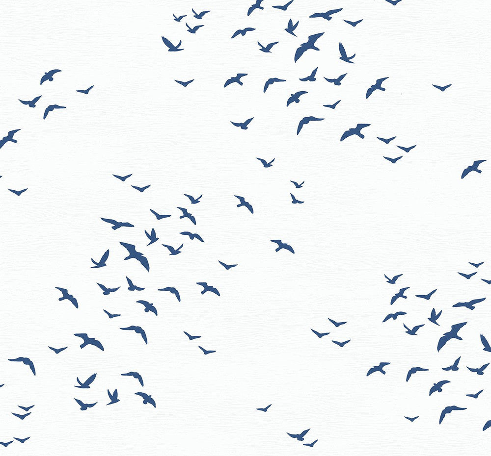 Birds in Flight Navy Blue by Seabrook Wallpaper NextWall Peel & Stick United States 40.5 25.2" 27" - Fabric Carolina -