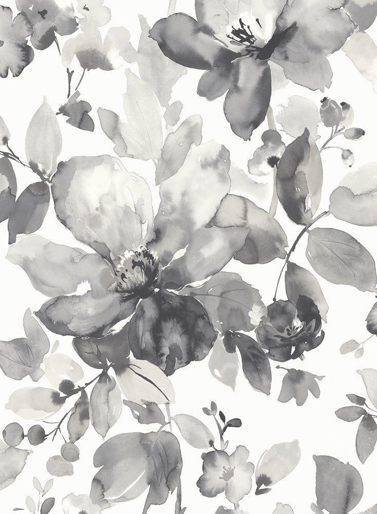 Watercolor Flower Inkwell by Seabrook Wallpaper NextWall Peel & Stick United States 30.75 27.9" 20.5" - Fabric Carolina -