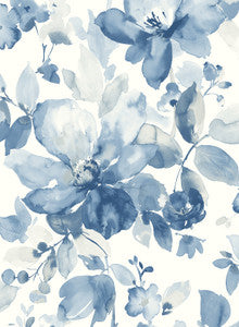 Watercolor Flower Bluestone by Seabrook Wallpaper