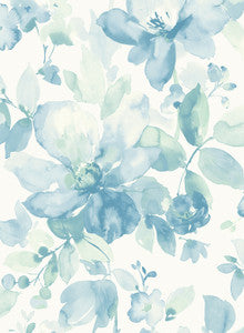 Watercolor Flower Seaglass by Seabrook Wallpaper